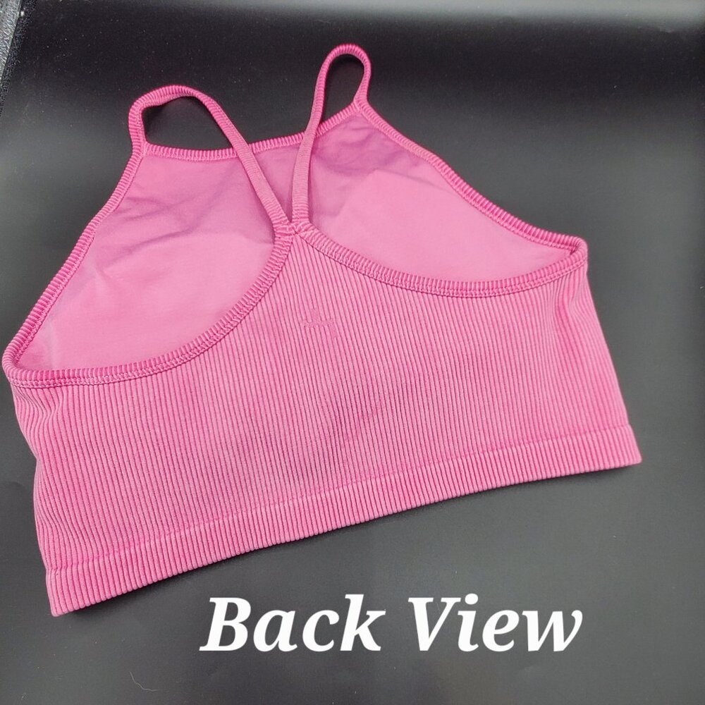 Target Pink Ribbed Racerback Crop Top - Picture 5 of 9